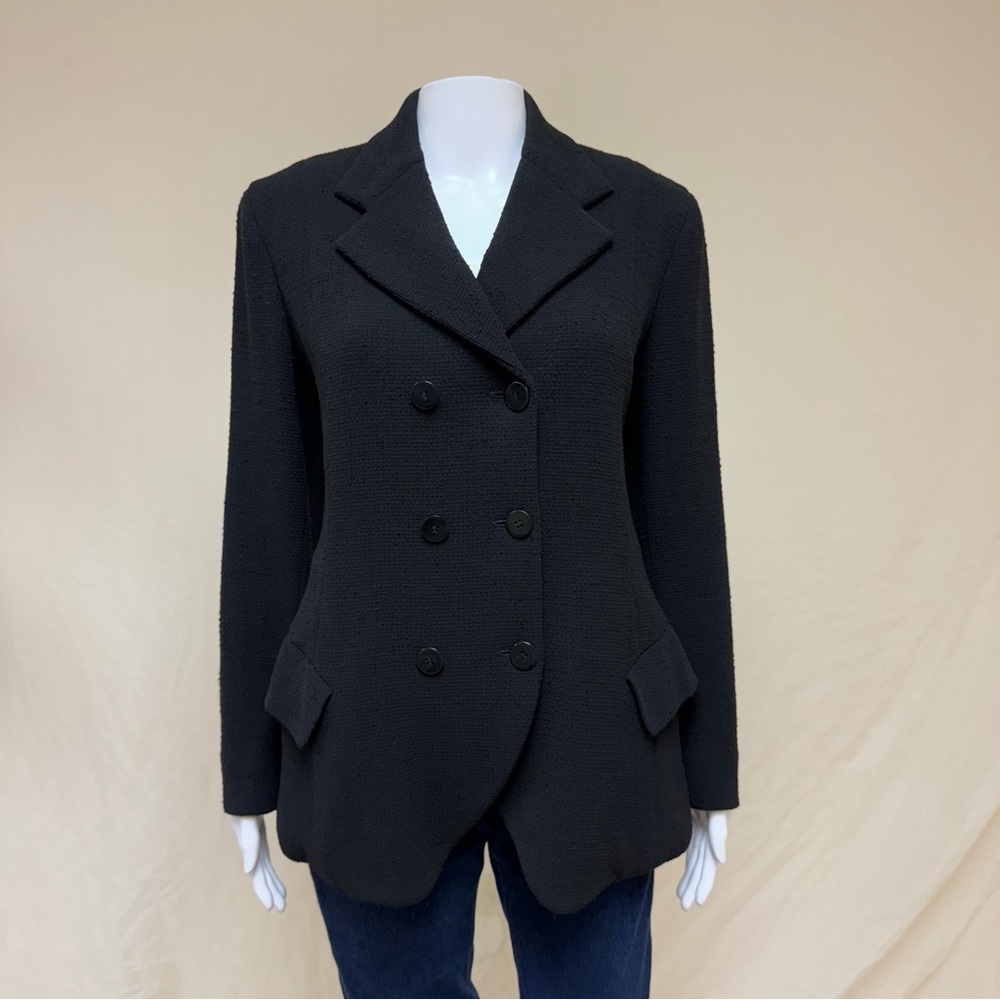 DONNA KARAN NY Boucle Wool Luxury Button Blazer Coat 4